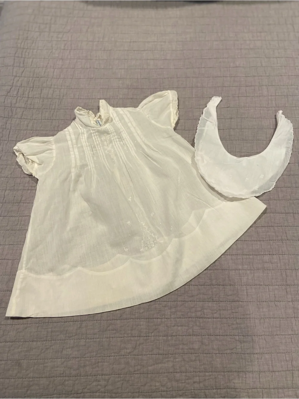 Vintage Pemae Philippine Handmade Baby Dress & Matching Bib Set-6 month